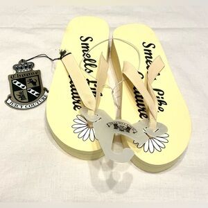 RARE NWT JUICY COUTURE Vintage YELLOW Platform Wedge Foam Daisy Thong Sandal 9